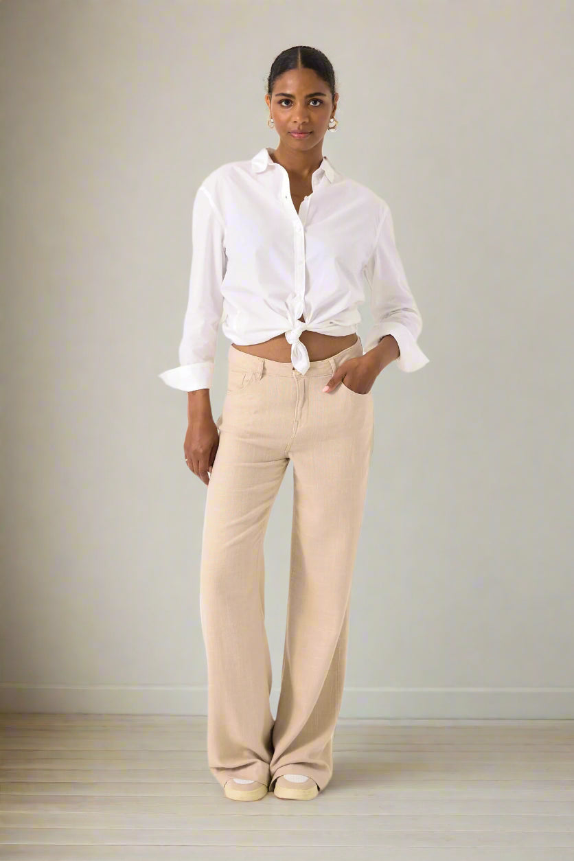 Pantalon Garcia CELIA - Blanc cassé - Boutique Adam & Eve marque canadienne, marque québécoise