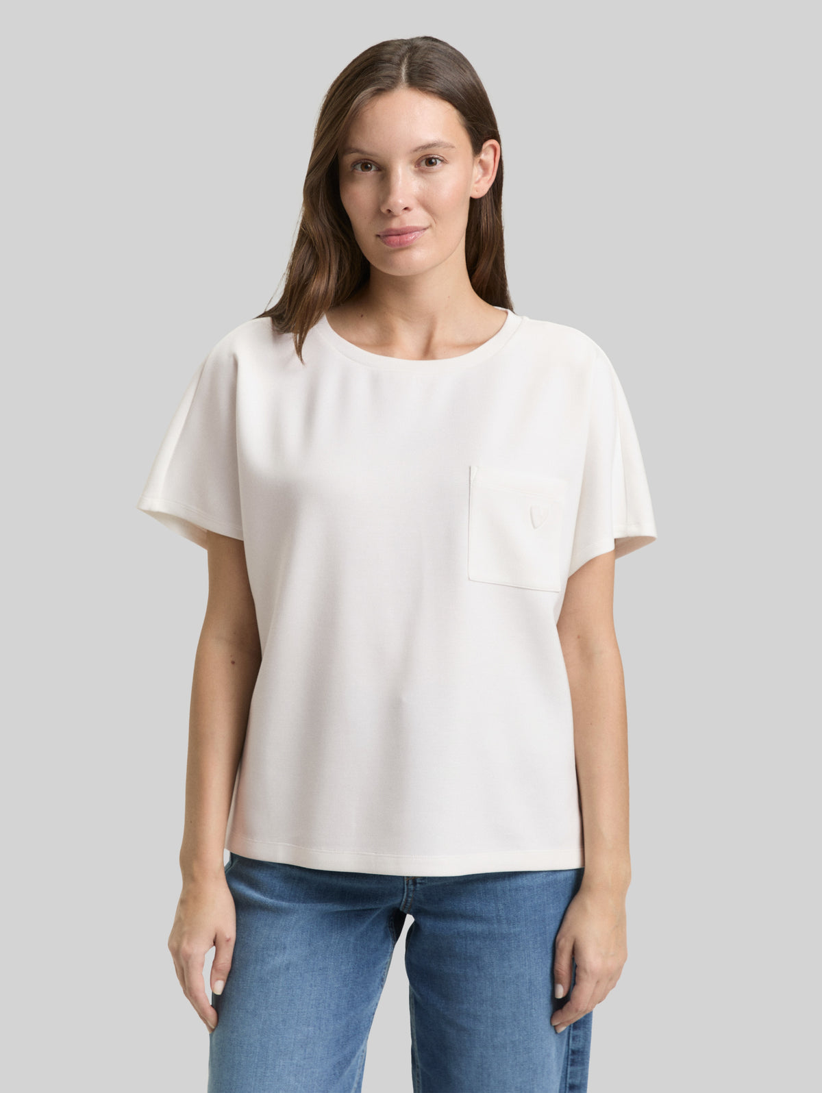 Tom Tailor Top 1050844 Scuba tee with pocket - Off-white