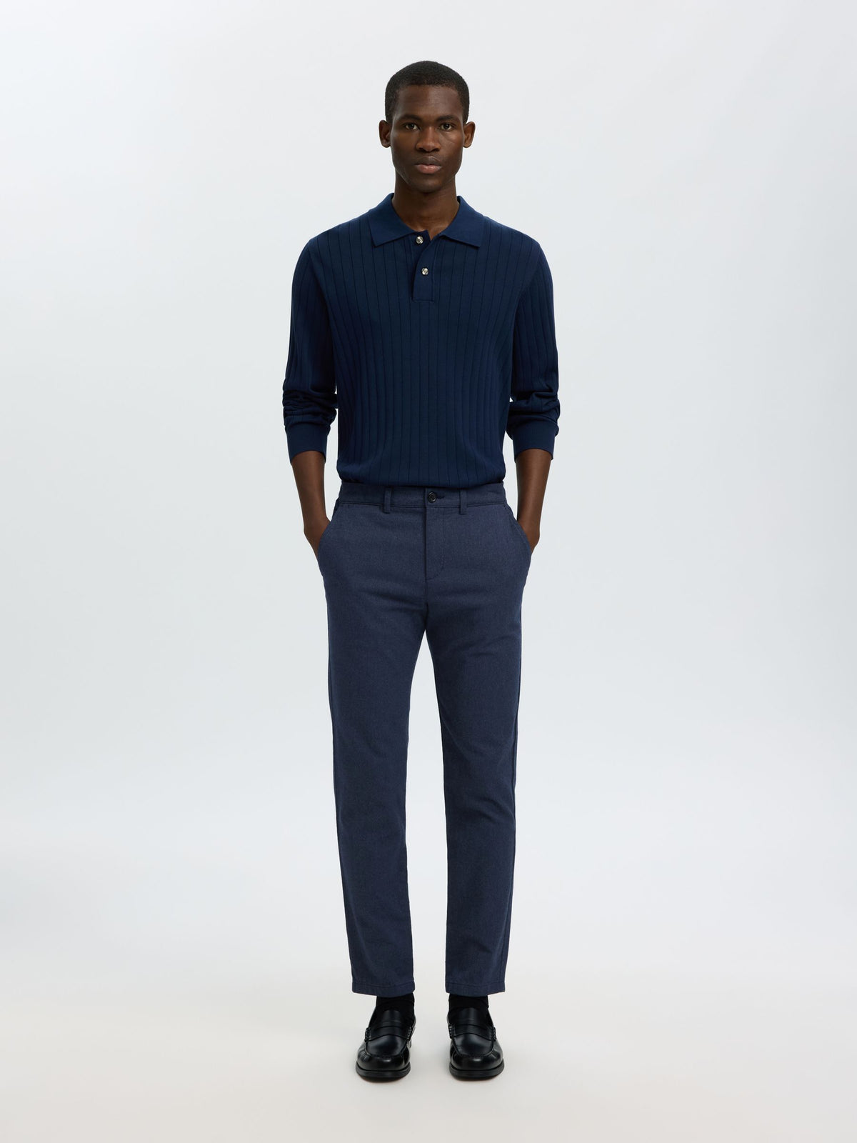 Selected Pants MILES BRUSHED - Dark-Sapphire