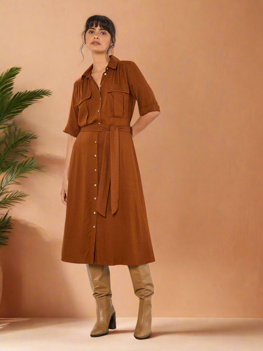 Apricot - Dress 942240 - Marron - Boutique Adam & Eve marque canadienne, marque québécoise