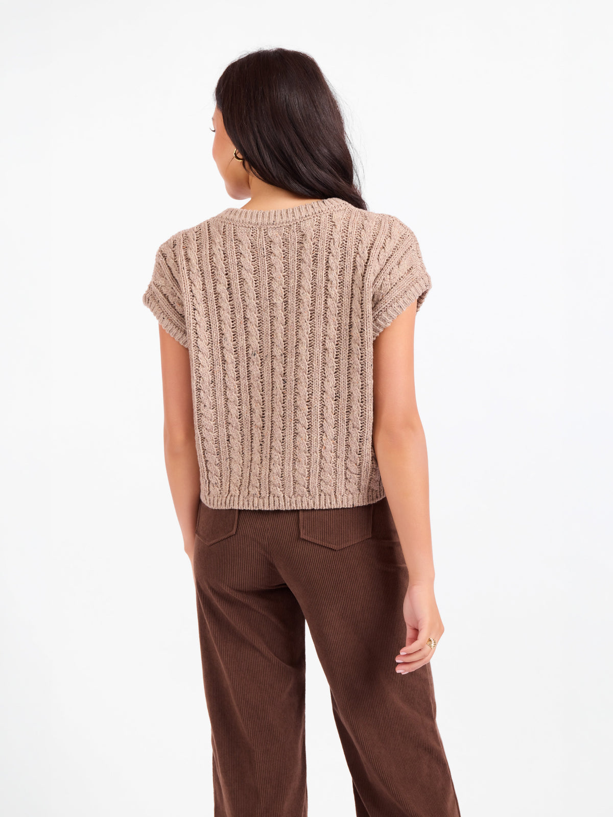 Sadie & Sage Vest AJ3413 Effortless Cable Knit - Grey-Beige