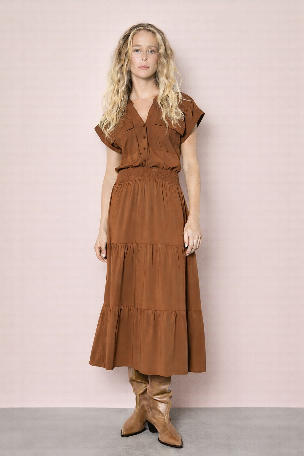 Apricot Dress X182305 - Boutique Adam & Eve marque canadienne, marque québécoise