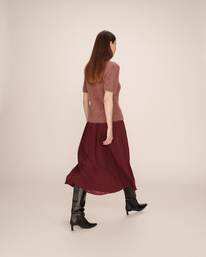 Grace & Mila - Skirt PLISSE - Marron - Boutique Adam & Eve marque canadienne, marque québécoise