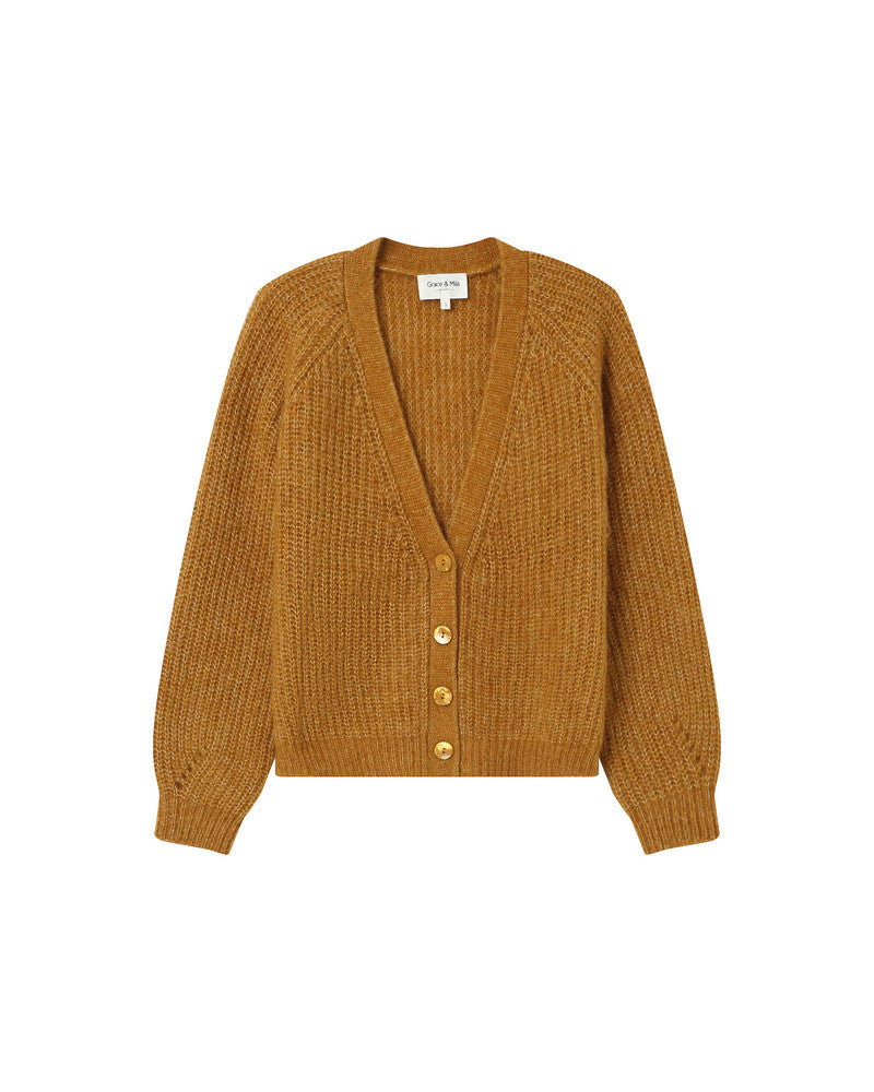 Grace & Mila - Cardigan SALUDA - Ocher - Boutique Adam & Eve marque canadienne, marque québécoise