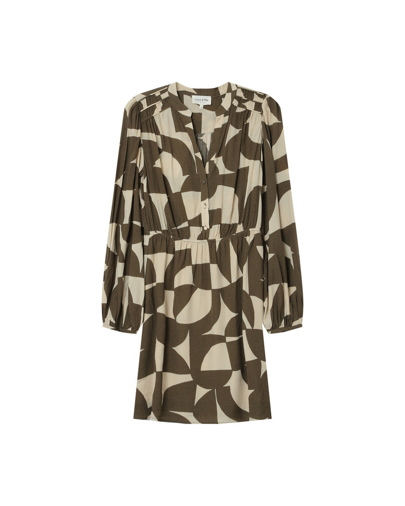 Grace & Mila - Dress SELIA - Khaki - Boutique Adam & Eve marque canadienne, marque québécoise