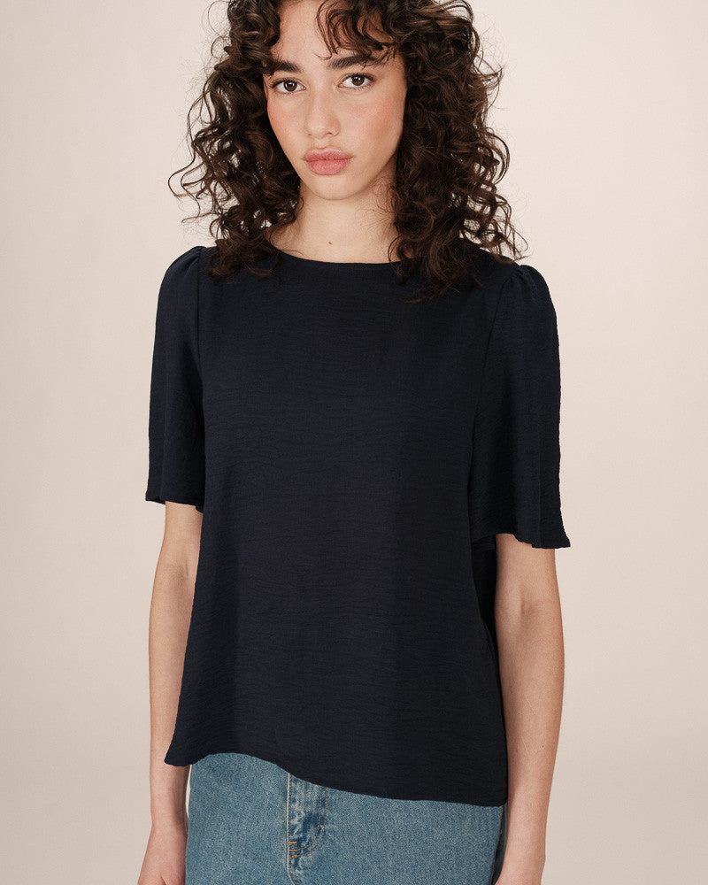 Grace & Mila - Blouse SHINE - Navy - Boutique Adam & Eve marque canadienne, marque québécoise