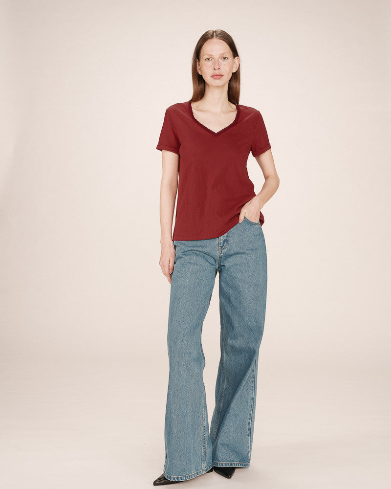 Grace & Mila - T-shirt - SPACE - Wine - Boutique Adam & Eve marque canadienne, marque québécoise