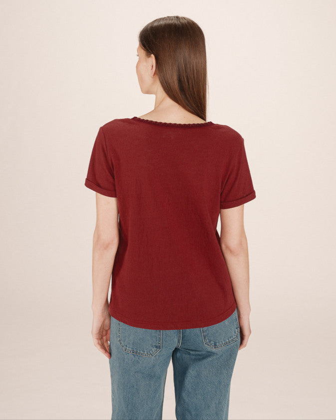 Grace & Mila - T-shirt - SPACE - Wine - Boutique Adam & Eve marque canadienne, marque québécoise