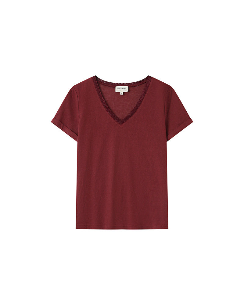 Grace & Mila - T-shirt - SPACE - Wine - Boutique Adam & Eve marque canadienne, marque québécoise