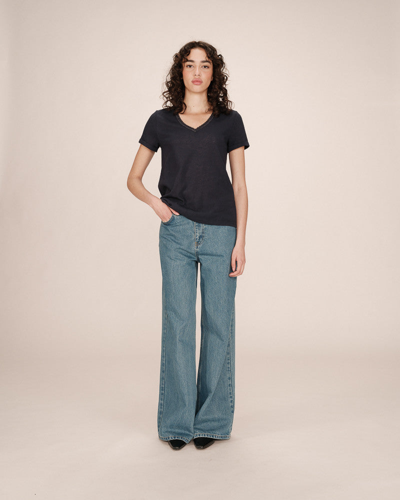 Grace & Mila - T-shirt - SPACE - Navy - Boutique Adam & Eve marque canadienne, marque québécoise