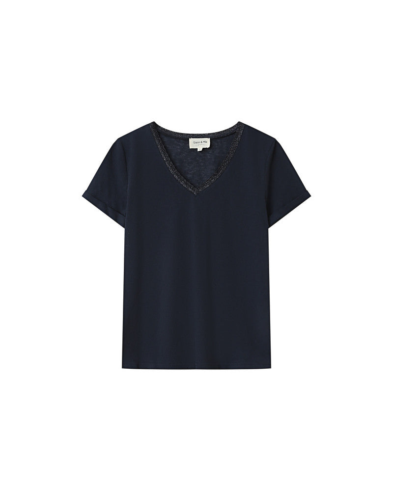 Grace & Mila - T-shirt - SPACE - Navy - Boutique Adam & Eve marque canadienne, marque québécoise