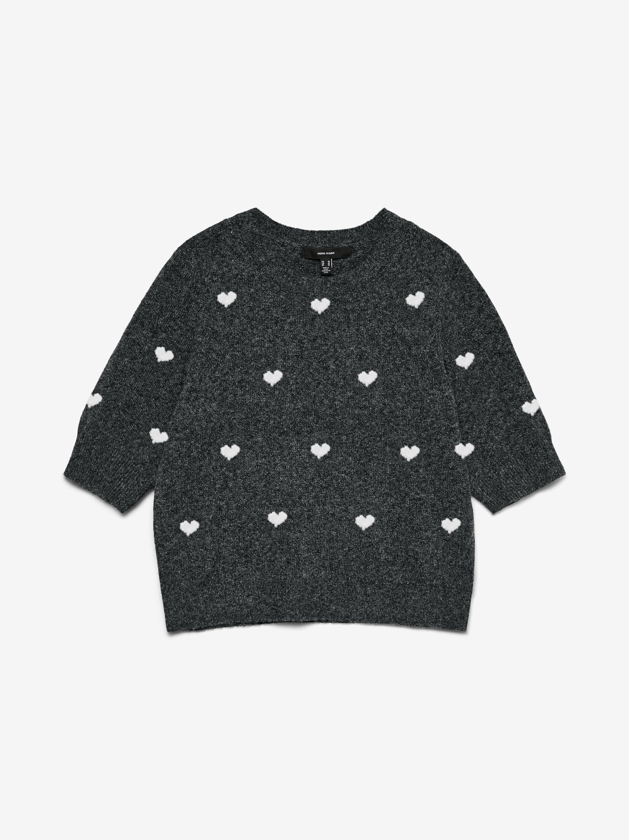 Vero Moda - Sweater DOTTY HEART - Grey - Boutique Adam & Eve marque canadienne, marque québécoise