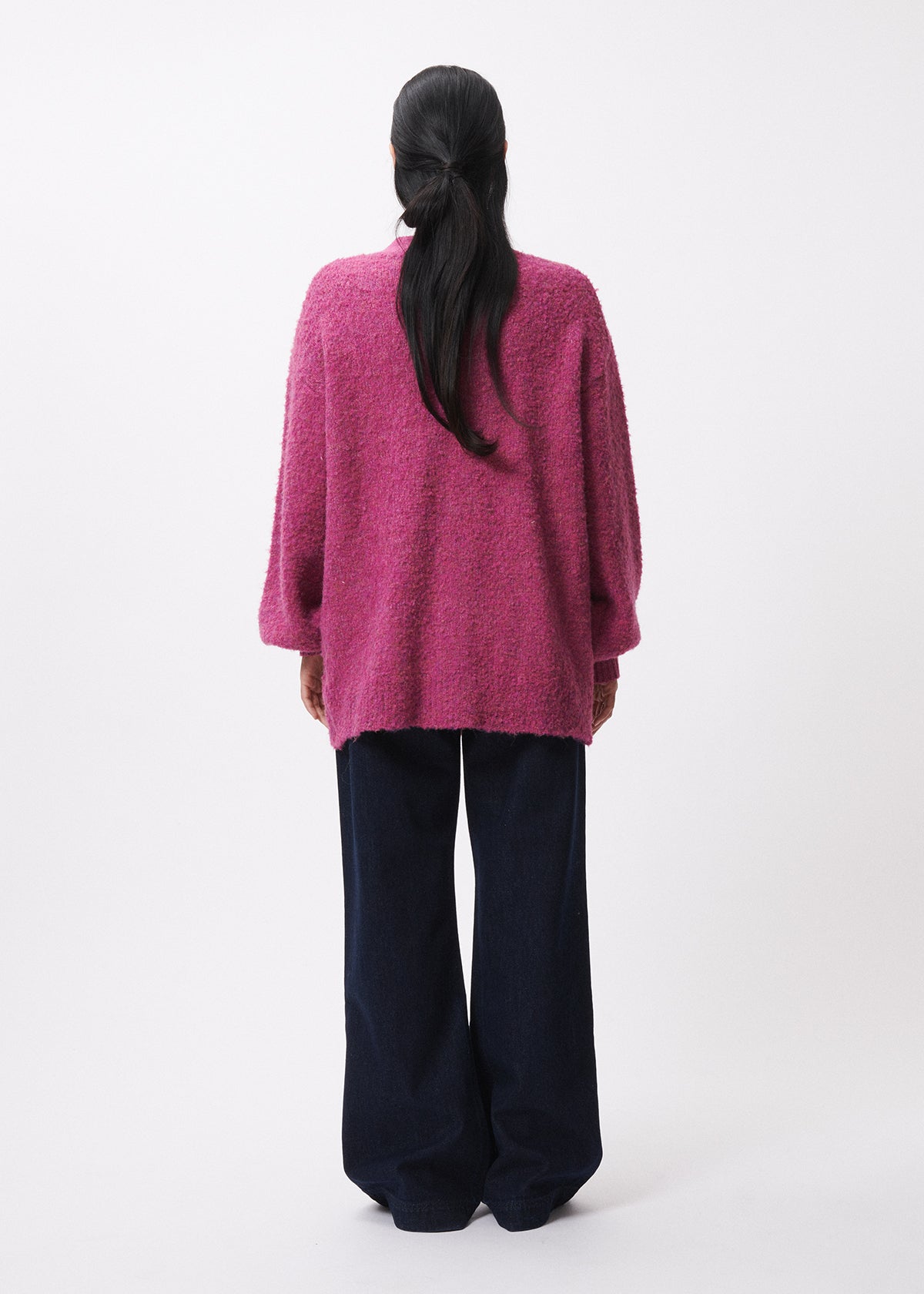 Frnch MS23-66 cardigan oversize en tricot rose