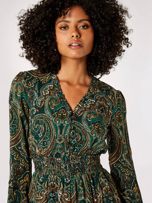 Apricot 768932 robe verte à imprimé paisley