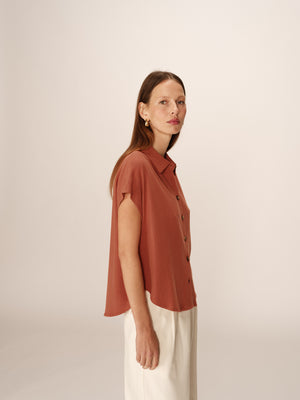 Grace & Mila - Blouse PEREZ - Terracotta - Boutique Adam & Eve marque canadienne, marque québécoise