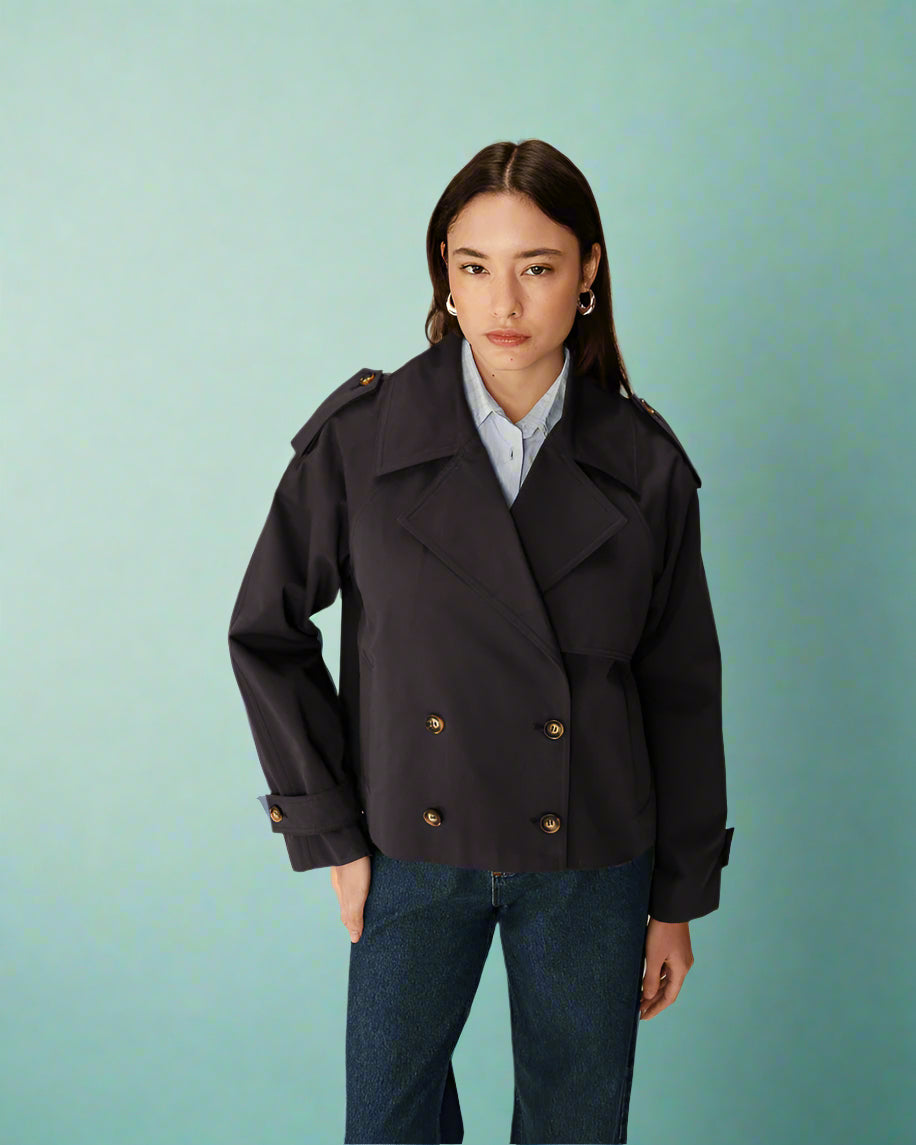 Grace & Mila - Trench PRINTEMPS - Marine - Boutique Adam & Eve marque canadienne, marque québécoise