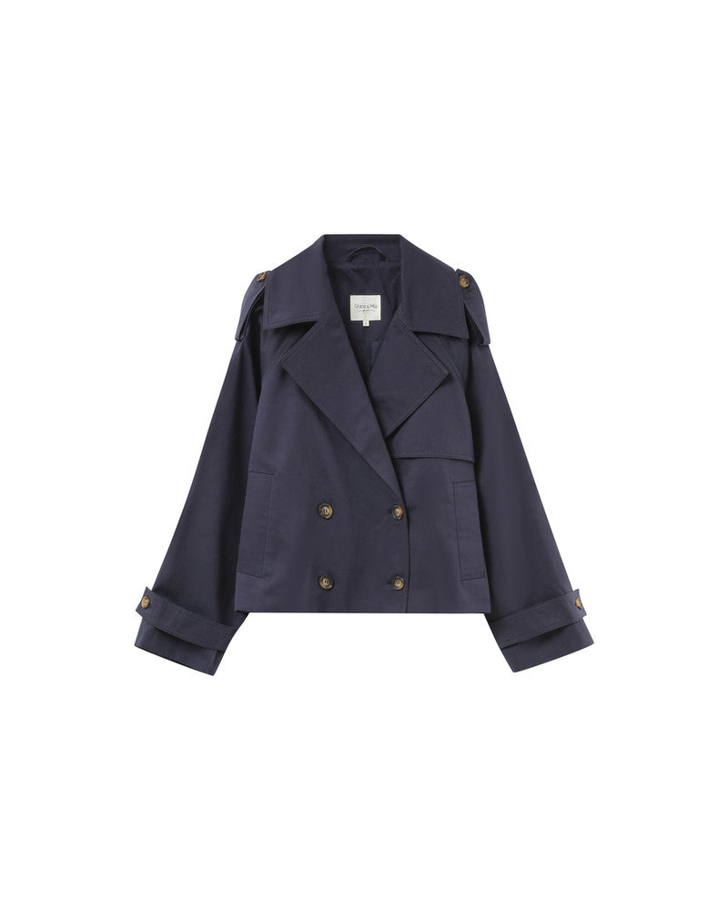 Grace & Mila - Trench PRINTEMPS - Marine - Boutique Adam & Eve marque canadienne, marque québécoise