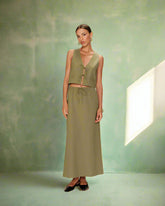 Grace & Mila - Jupe ROUSSE - Khaki - Boutique Adam & Eve marque canadienne, marque québécoise