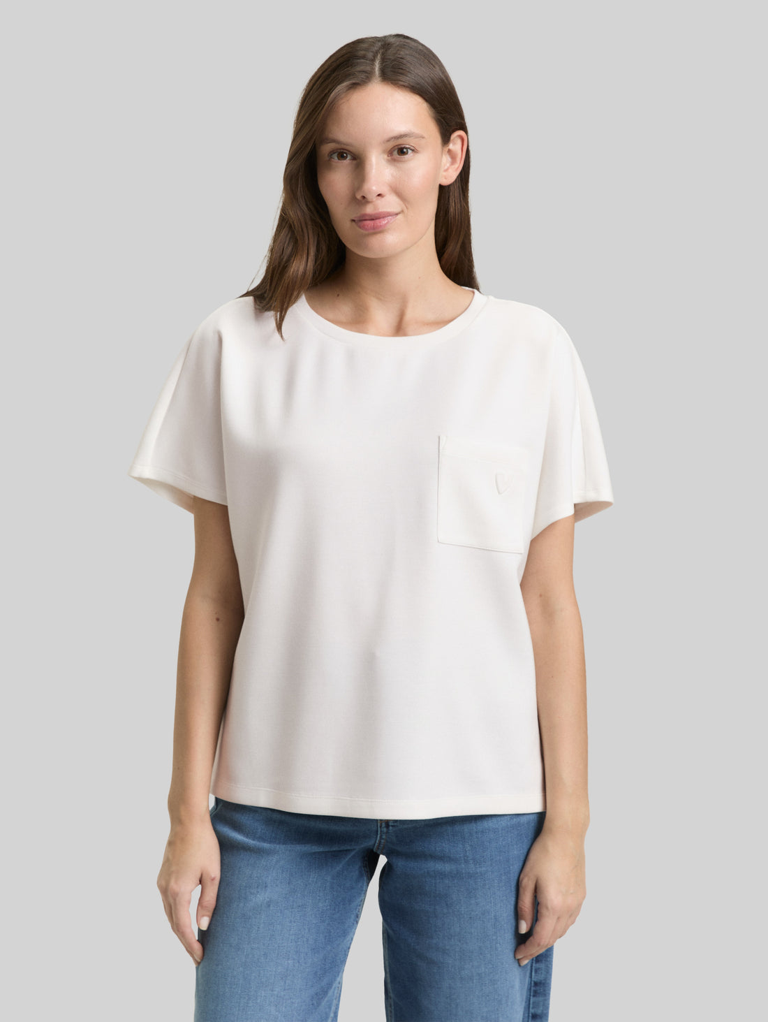 Tom Tailor Top 1050844 Scuba tee with pocket - Off-white