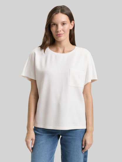 Tom Tailor Top 1050844 Scuba tee with pocket - Off-white