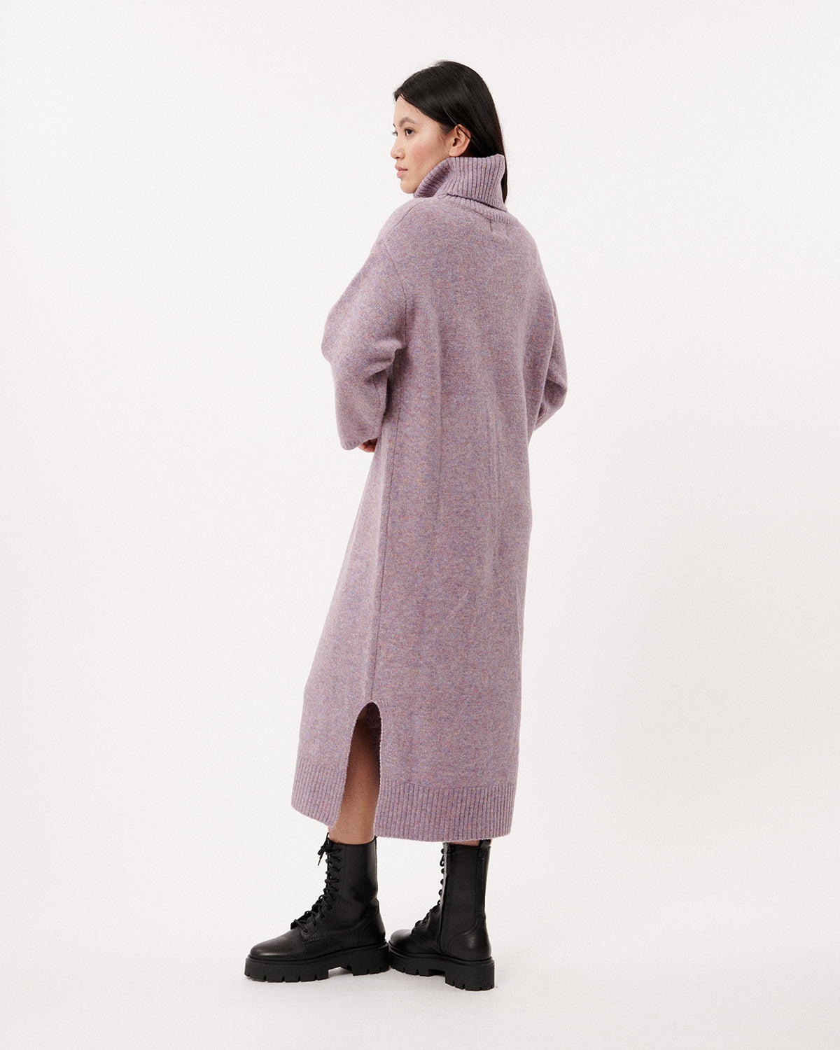 Frnch MS23-74 lilac knitted turtleneck dress
