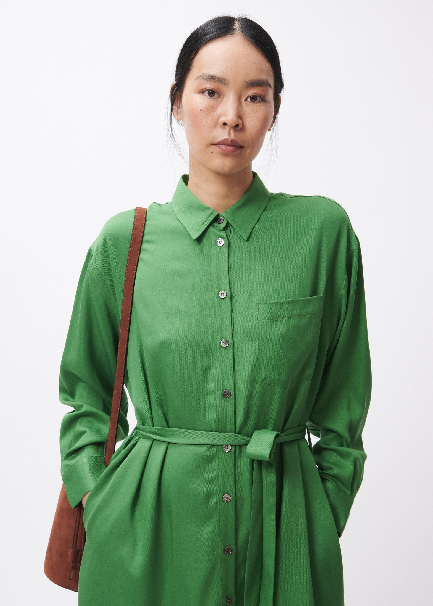 Frnch F12529 green buttoned midi dress