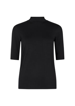 Soya Concept MARICA 205 black mock neck elbow-sleeve top
