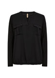 Soya concept HERMINE 1 black silky blouse with detailed pockets