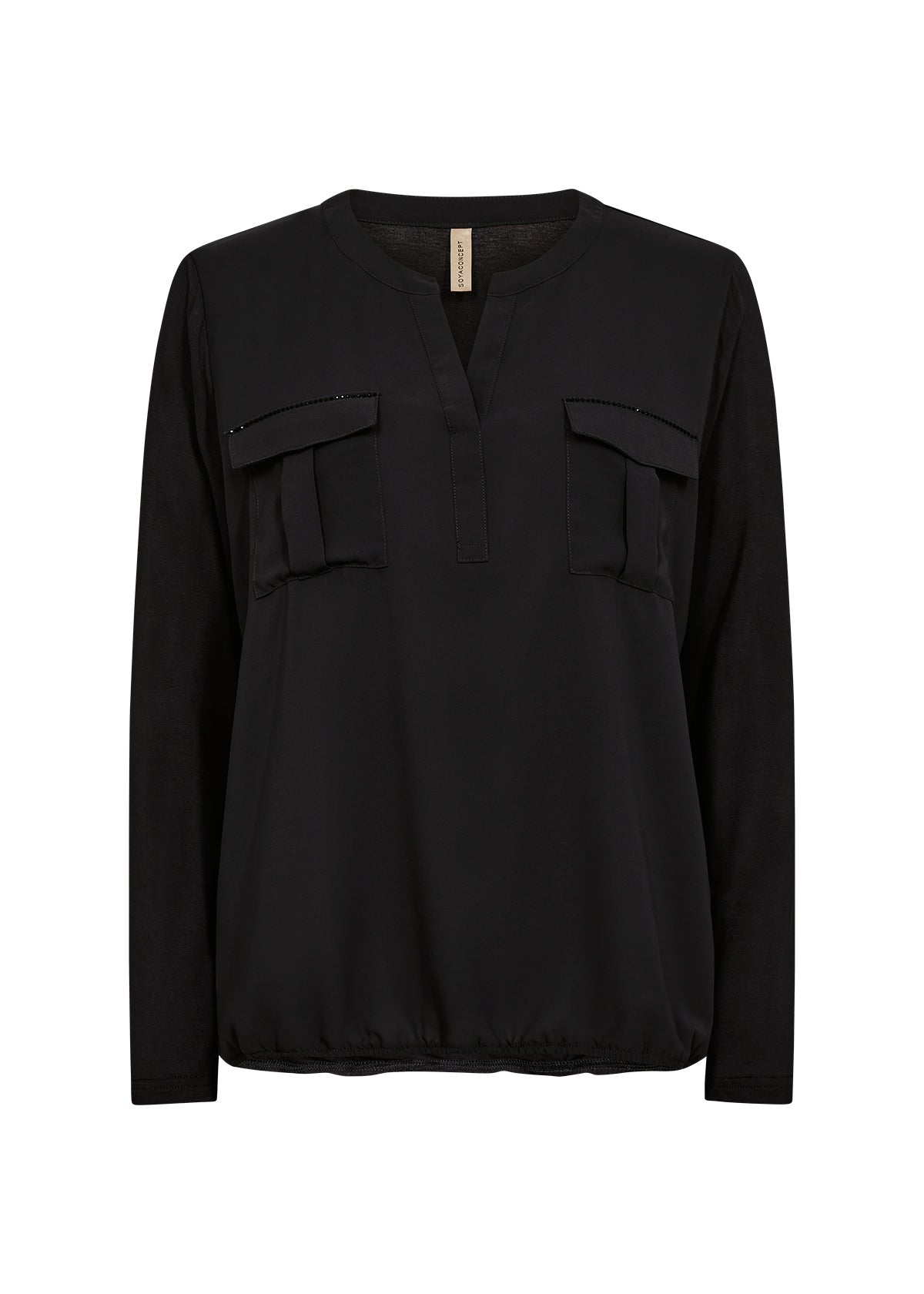 Soya concept HERMINE 1 black silky blouse with detailed pockets