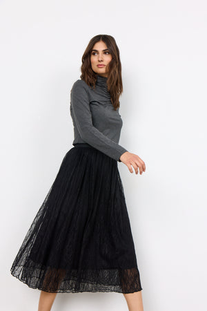 Soya concept VELIDA 3 black lace midi skirt