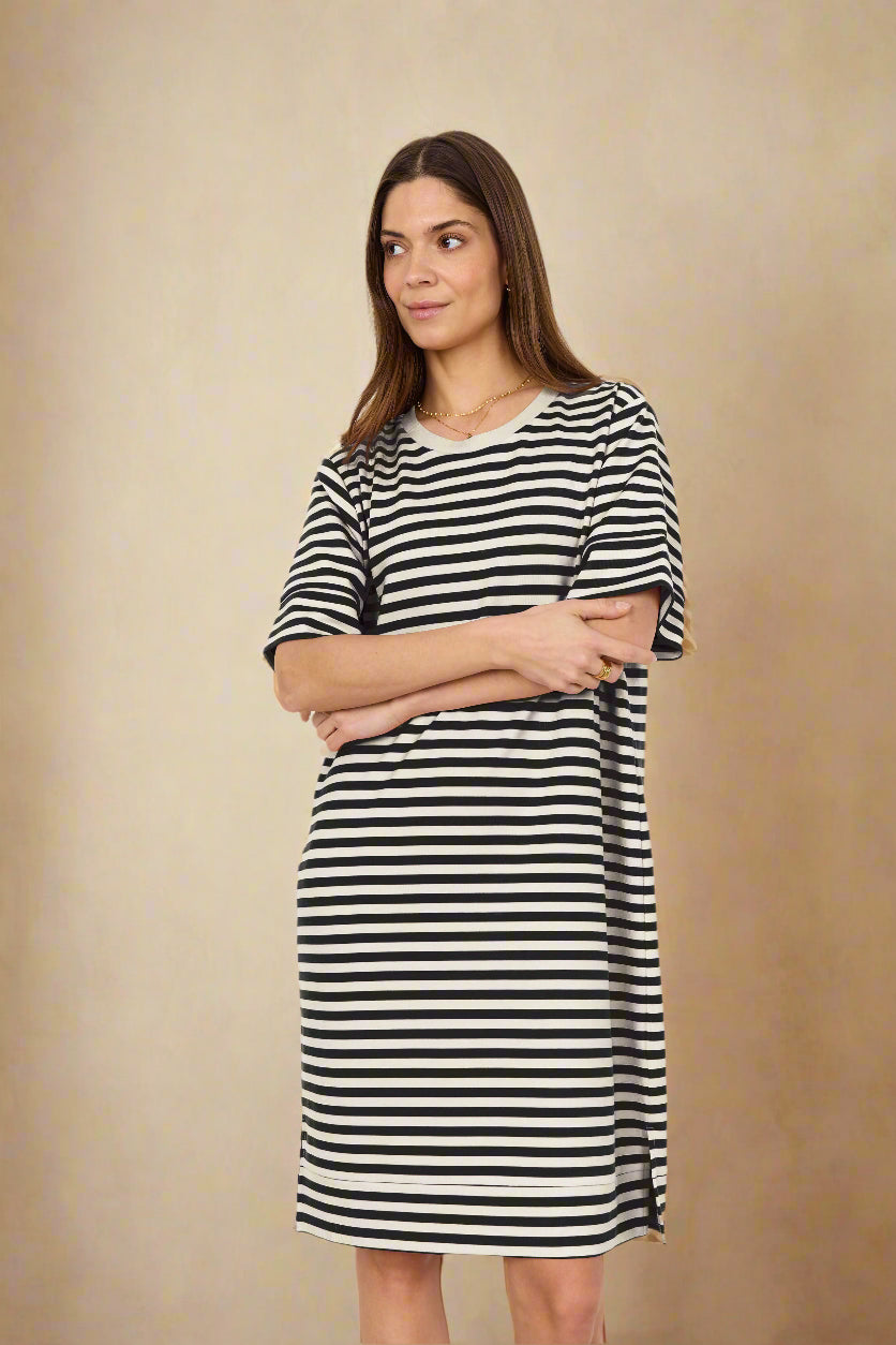 Soya Concept Dress BARNI34 - Striped - Boutique Adam &amp; Eve marque canadienne, marque québécoise
