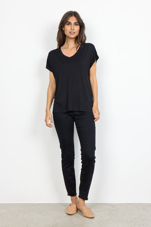 Soya Concept marica 32 black v-neck soft t-shirt-29028