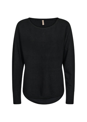 Soya Concept DOLLIE 620 black round neckline long sleeve tee-32957-Front
