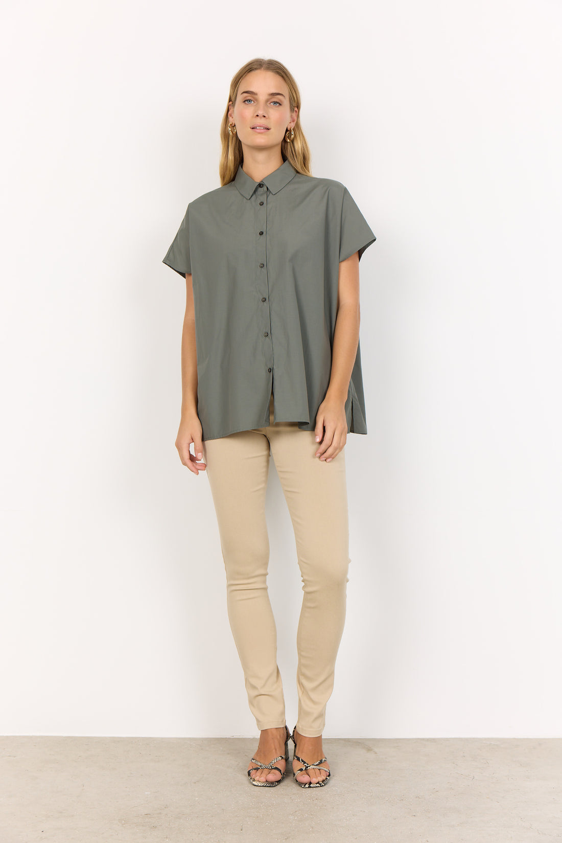 Soya Concept - Blouse NETTI 94 - Khaki - Boutique Adam &amp; Eve marque canadienne, marque québécoise