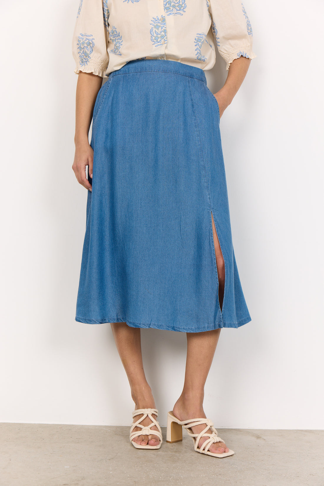 Soya Concept - Skirt LIV 52 - Blue - Boutique Adam &amp; Eve marque canadienne, marque québécoise