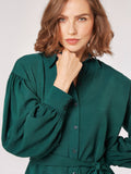 Apricot 768444 green balloon sleeves shirt dress