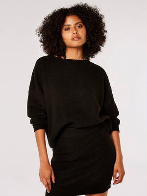Apricot 785700 black batwing knitted sweater