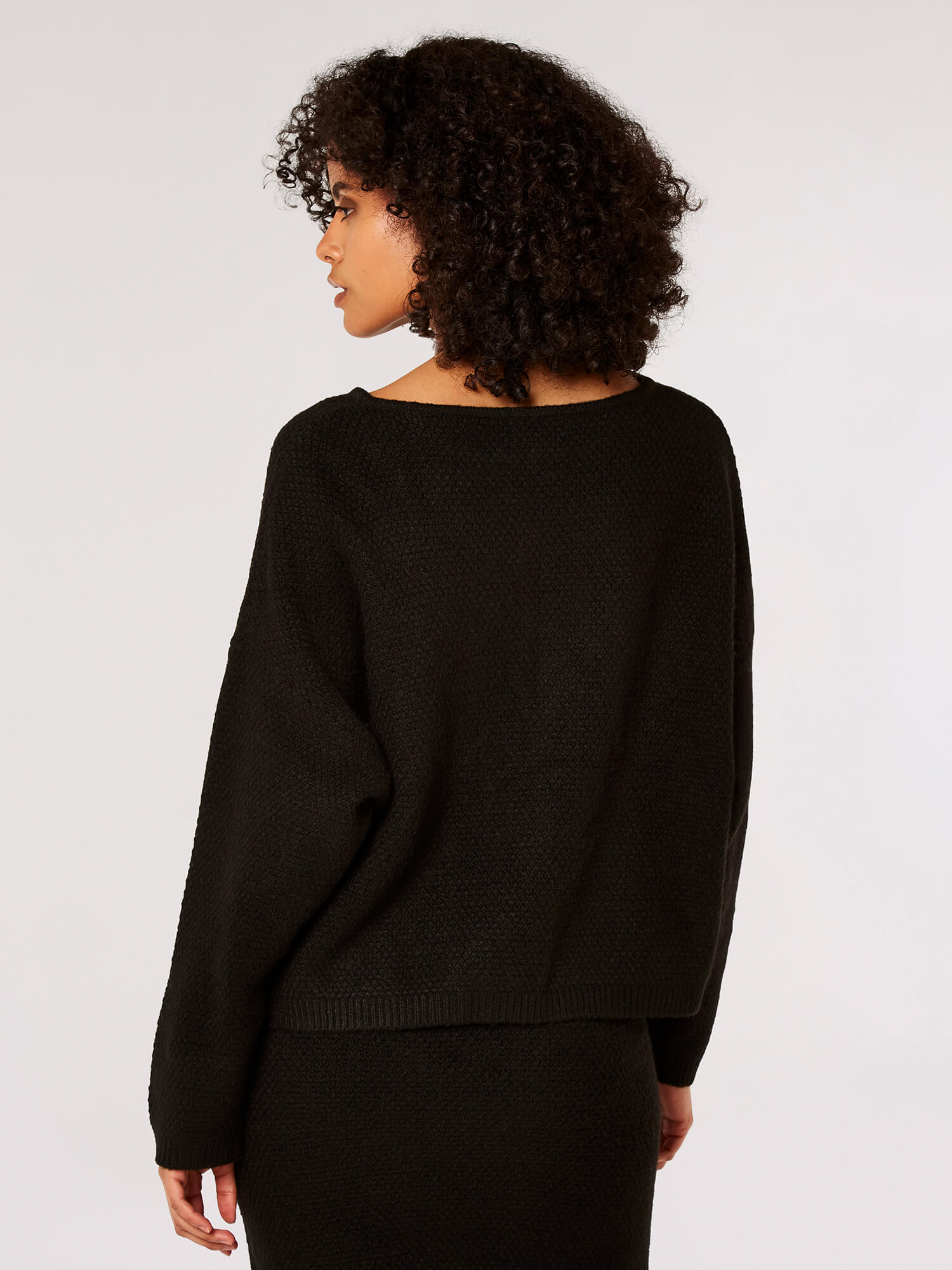 Apricot 785700 black batwing knitted sweater