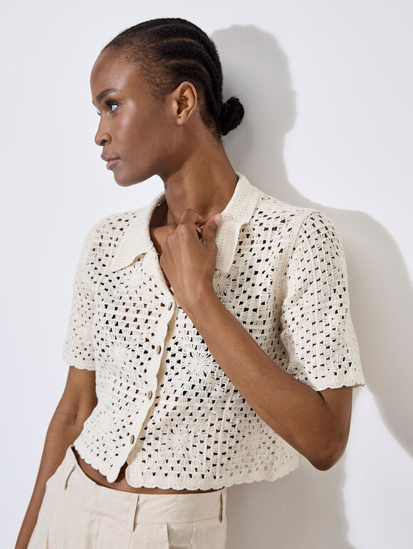 Apricot - Cardigan 944299 - Off white- Boutique Adam &amp; Eve marque canadienne, marque québécoise