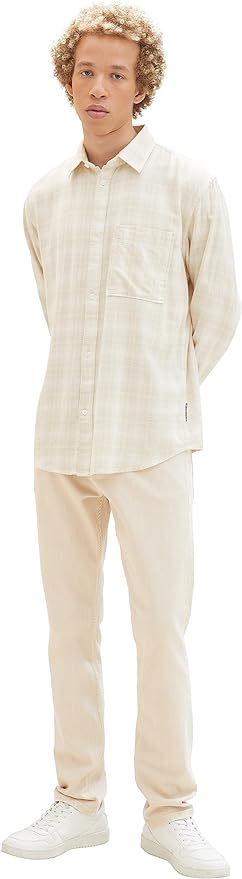 Tom tailor 1037442 sand long sleeve checkered shirt
