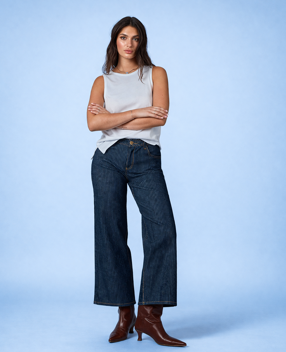Lola Jeans - Jeans COLETTE Denim Striped- Boutique Adam &amp; Eve marque canadienne, marque québécoise