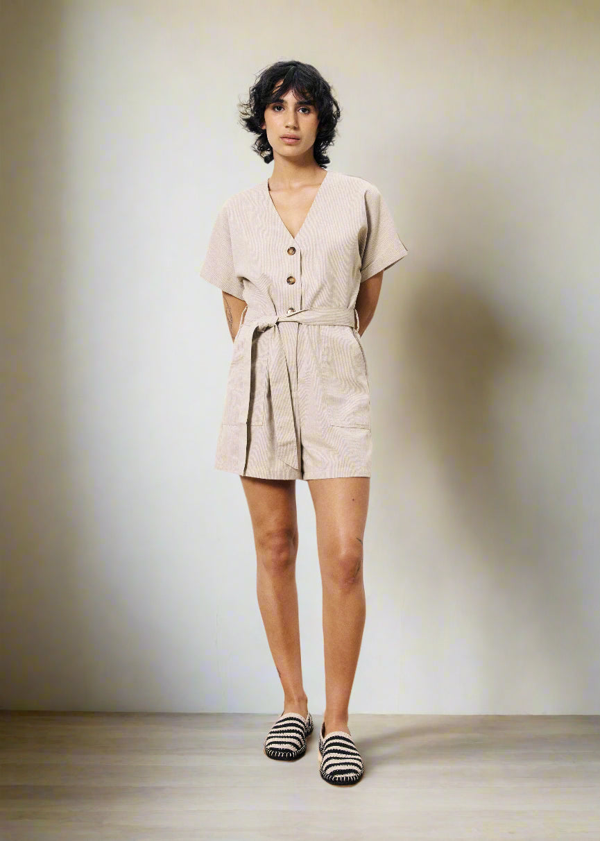 Frnch - Jumpsuit ADILA - Sand - Boutique Adam &amp; Eve marque canadienne, marque québécoise