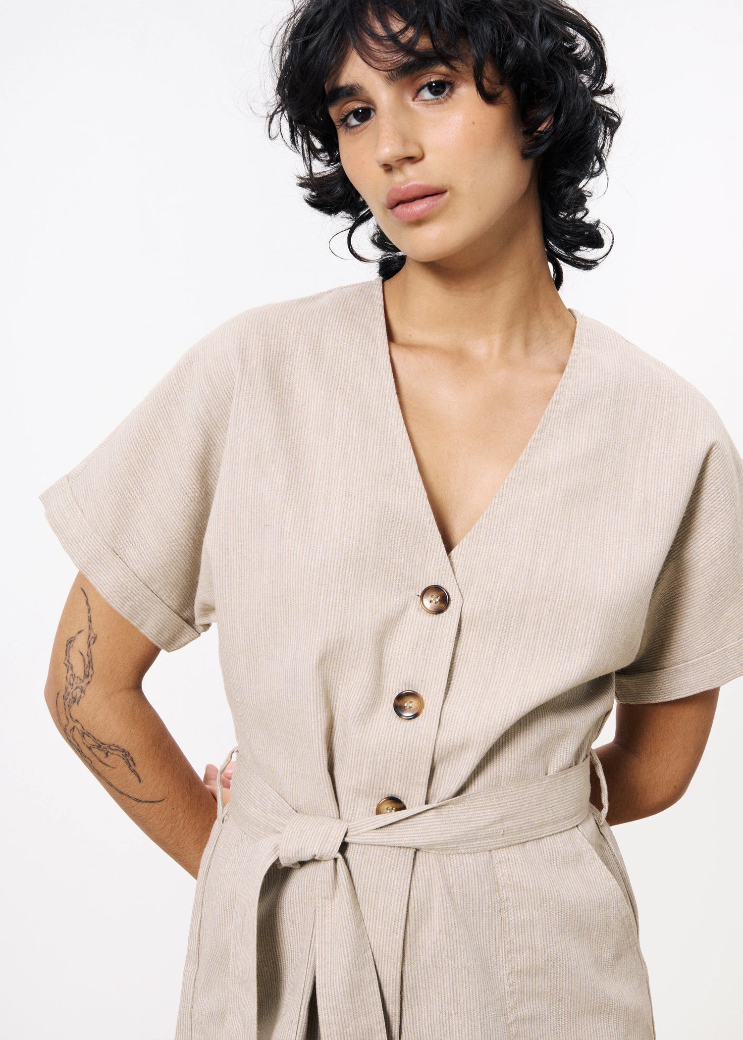 Frnch - Jumpsuit ADILA - Sand - Boutique Adam &amp; Eve marque canadienne, marque québécoise