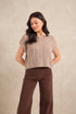 Sadie & Sage Vest AJ3413 Effortless Cable Knit - Grey-Beige