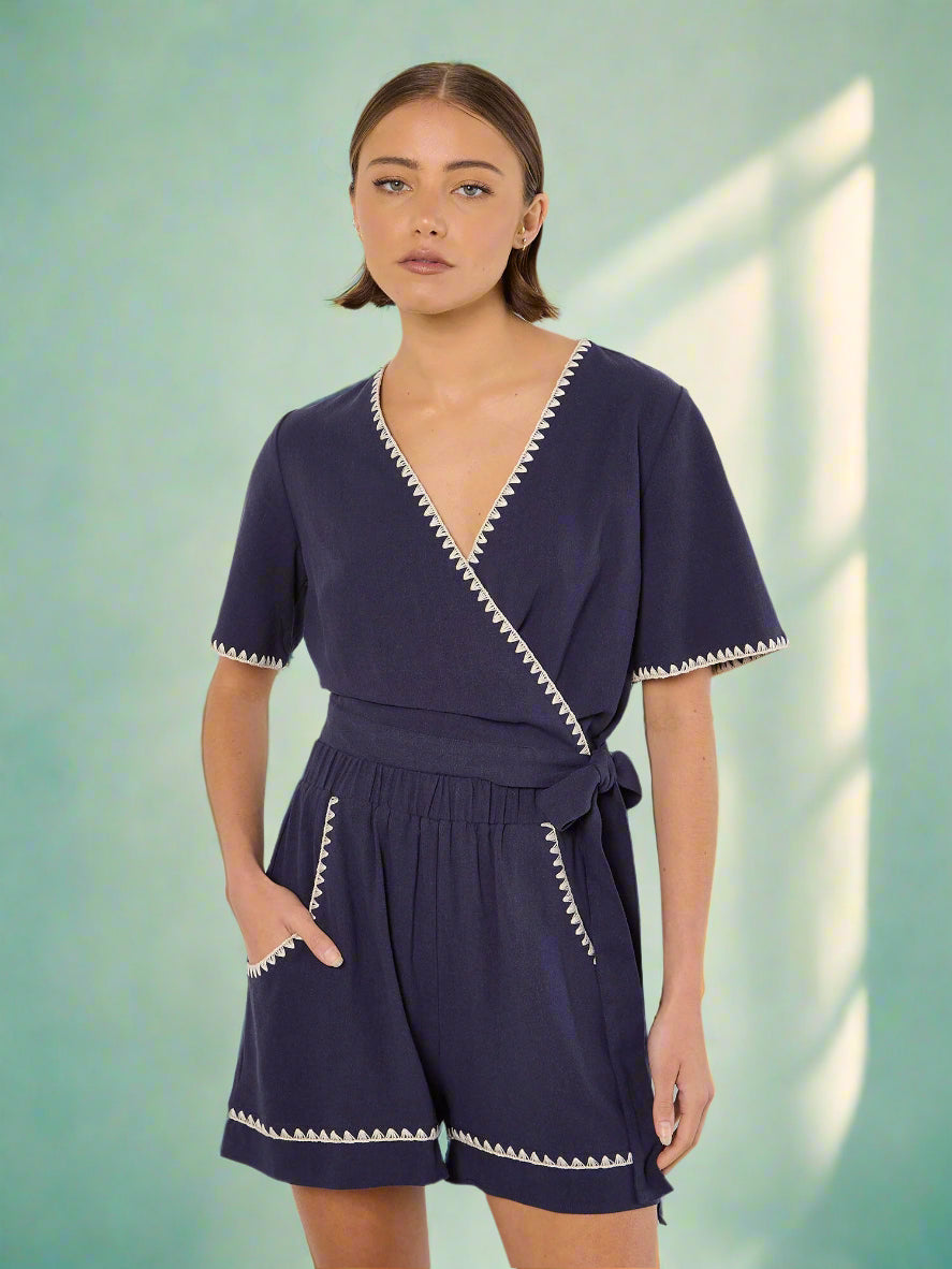 Apricot - Blouse 956520- Navy- Boutique Adam &amp; Eve marque canadienne, marque québécoise