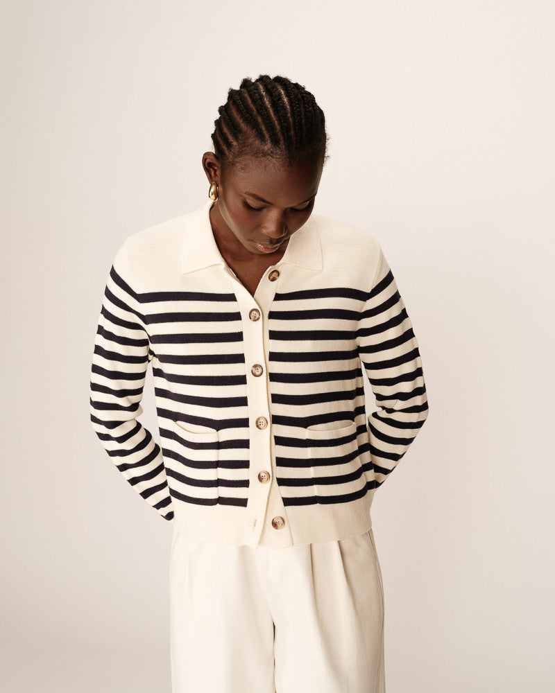 Grace &amp; Mila - Cardigan PAM - striped - Boutique Adam &amp; Eve marque canadienne, marque québécoise