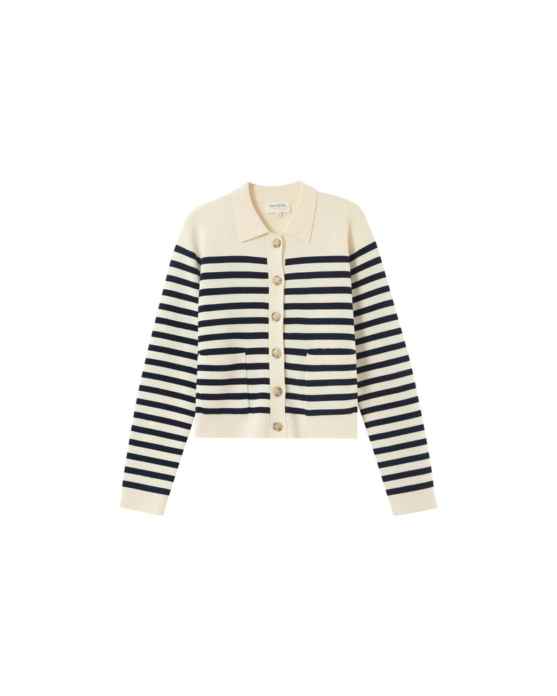 Grace & Mila - Cardigan PAM - striped - Boutique Adam & Eve marque canadienne, marque québécoise