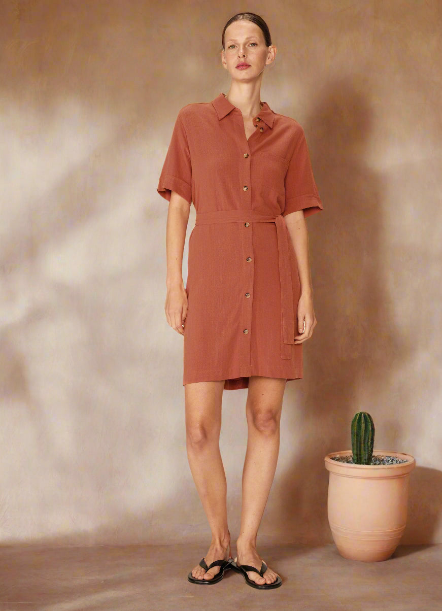 Grace &amp; Mila - Dress PAQUITA - Terracotta - Boutique Adam &amp; Eve marque canadienne, marque québécoise