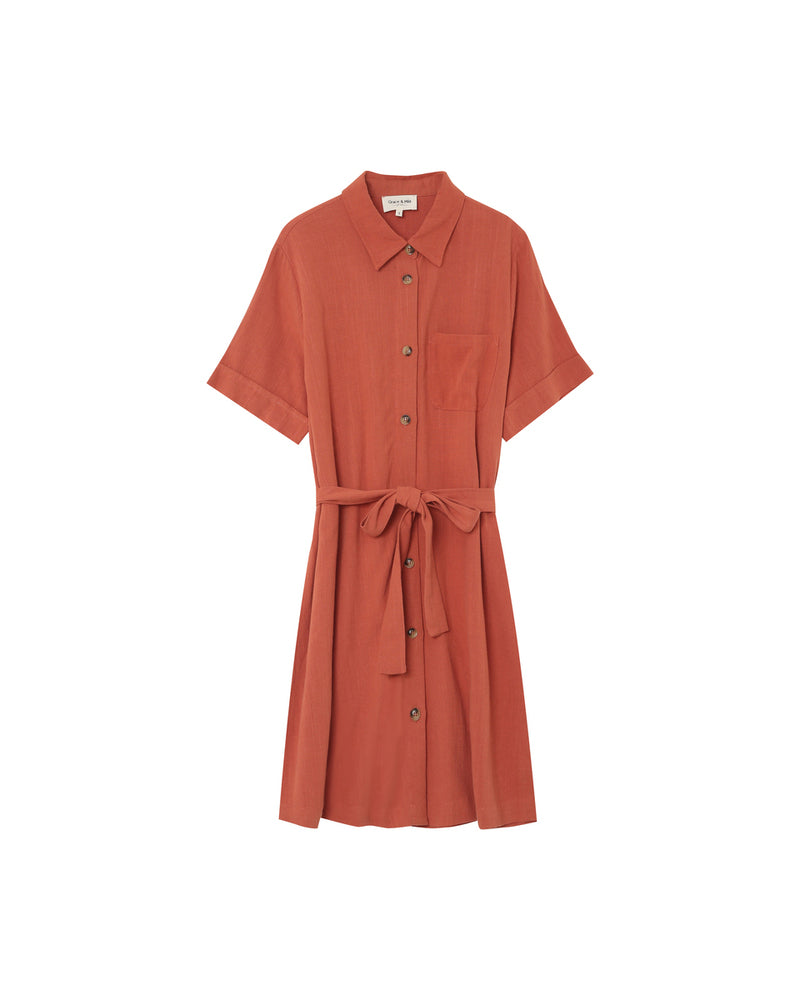 Grace &amp; Mila - Dress PAQUITA - Terracotta - Boutique Adam &amp; Eve marque canadienne, marque québécoise