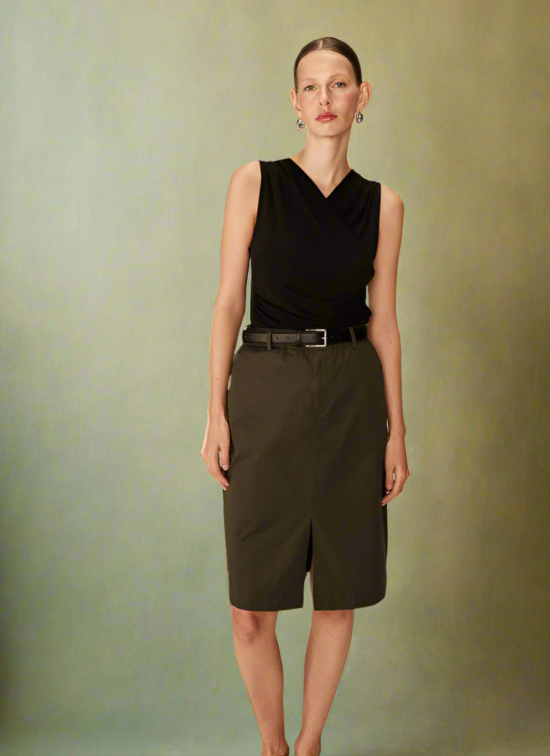Grace &amp; Mila - Skirt Pencil - Khaki - Boutique Adam &amp; Eve marque canadienne, marque québécoise
